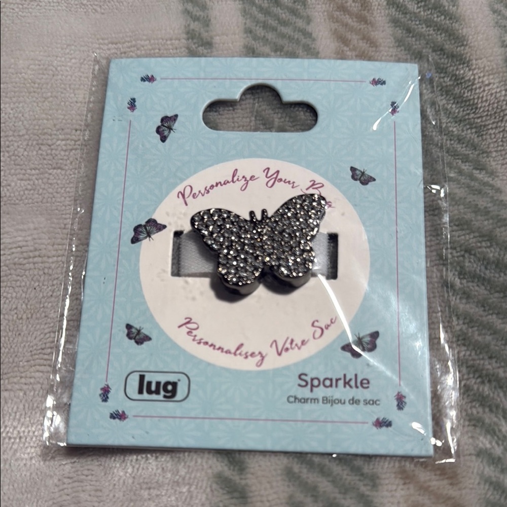 Lug Sparkle Butterfly Charm - Silver